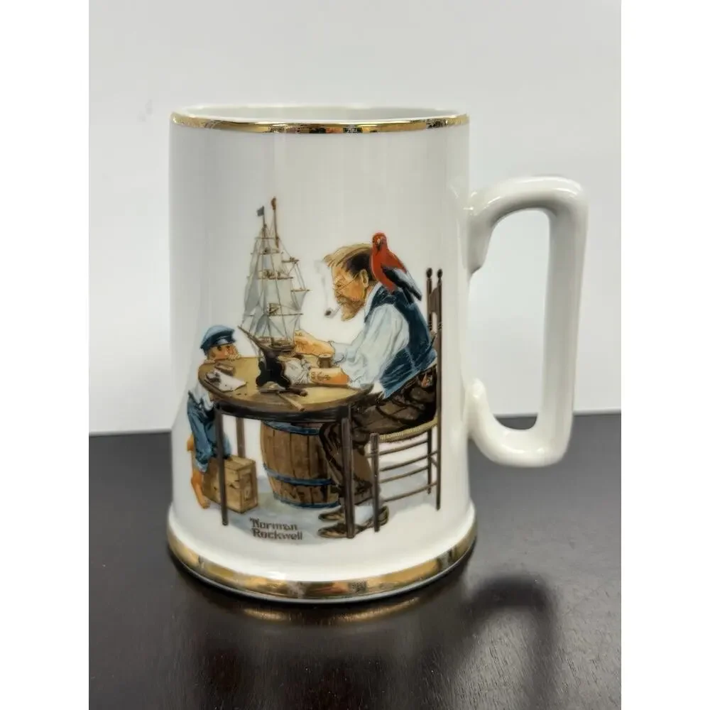 24k Trim Norman Rockwell 1985 Coffee Mug Cup 